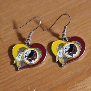 Vintage Washington Redskins Swirl Heart Dangle Earrings NFL